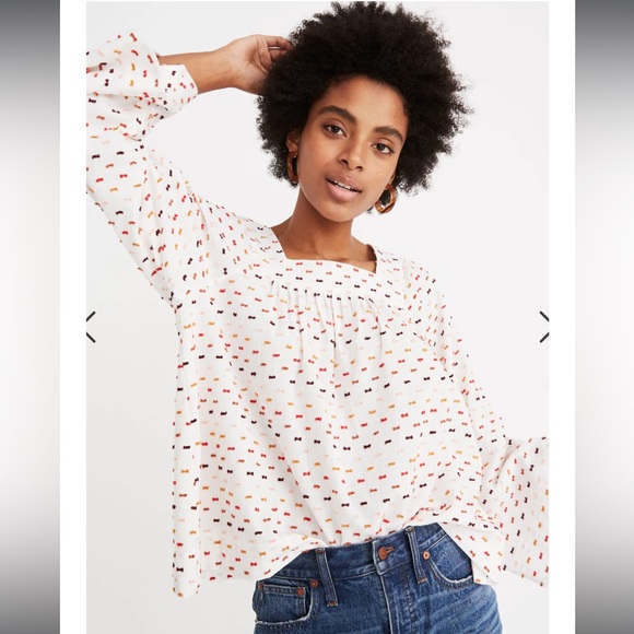 Madewell Square-Neck Top in Clipdot size XL - Picture 6 of 6